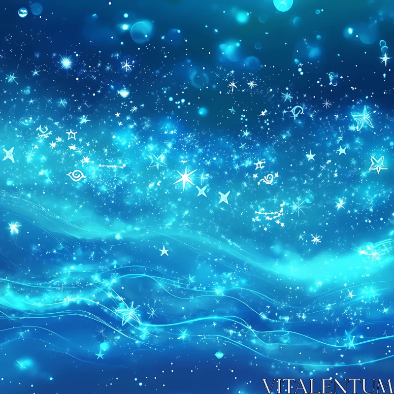 Blue Starry Night Sky
