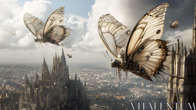 Giant Butterflies Flight Above the City