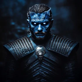 Icy Warrior in Armor Portrait