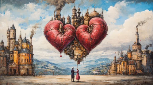 Romantic Steampunk Airships Art