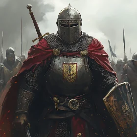 Armored Knight with Sword and Army