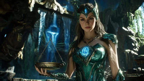 Mystical Woman with Scales of Justice