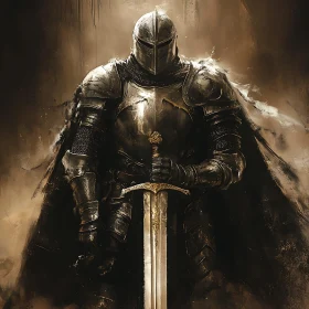 Armored Knight Holding Sword