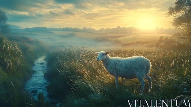 Pastoral Sheep at Dusk