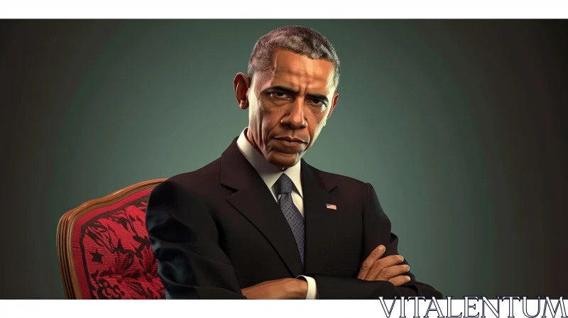 Detailed Portrait of Barack Obama in Suit