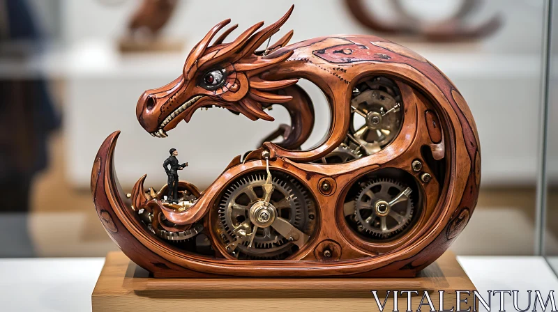 Mechanical Dragon Wood Carving Art
