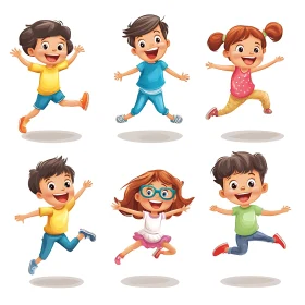 Cartoon Children's Joyful Leap