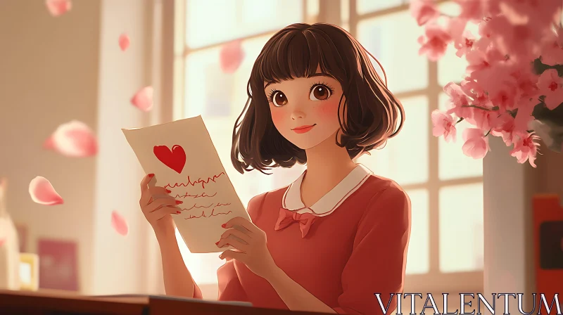 Anime Portrait with Love Letter