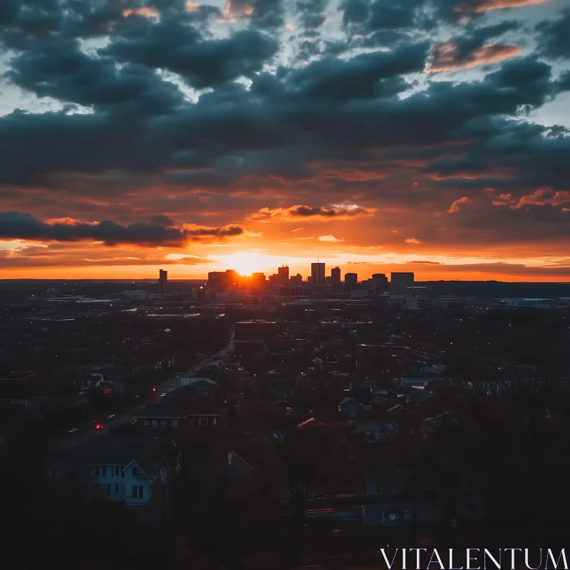Cityscape Sunset: Silhouette of Buildings
