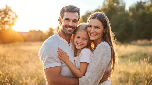 Smiling Family Embracing in Nature