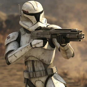 Armored Soldier Aiming Weapon