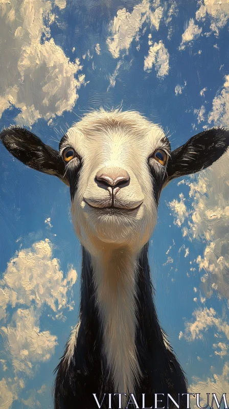 Goat in a Cloudy Sky AI Image