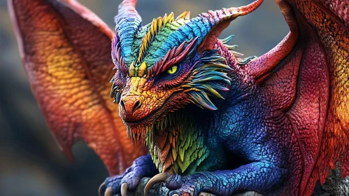 Chromatic Dragon Perched Fantasy Artwork