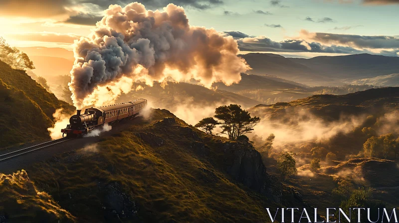 Scenic Steam Train Adventure at Sunset