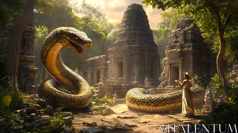 Colossal Snake and Ancient Ruins