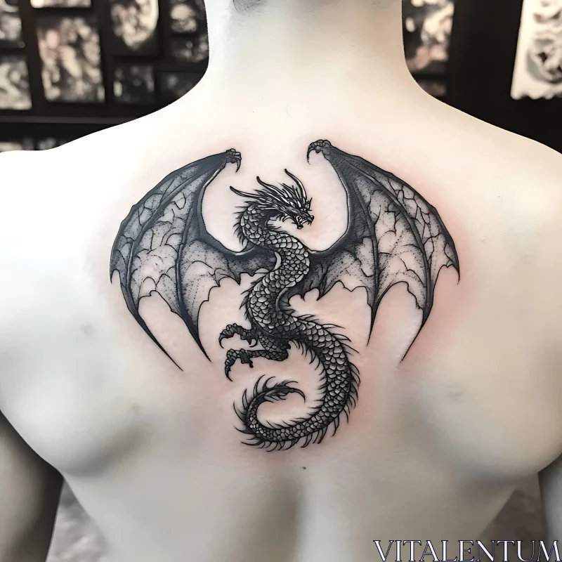 Black Ink Dragon Tattoo Design