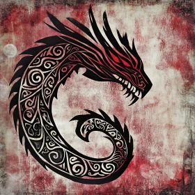 Stylized Dragon Art with Textured Background