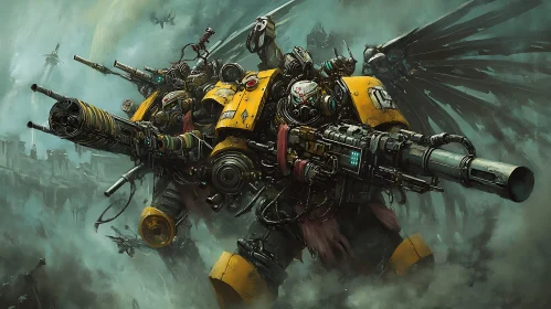Futuristic Warriors in Yellow Armor
