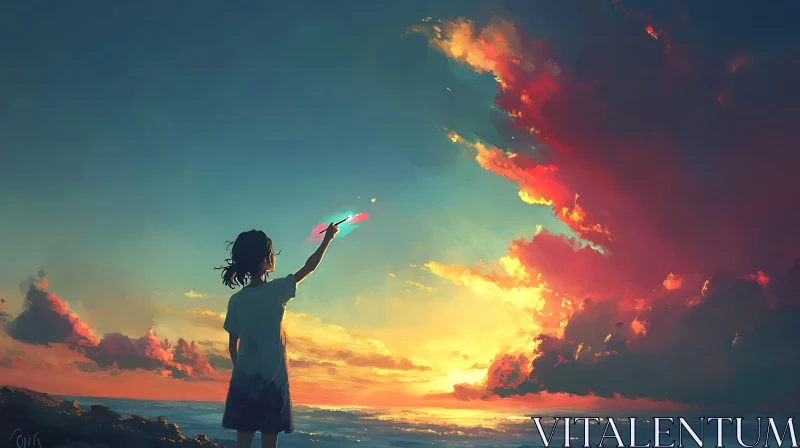 Child's Dream Sunset Canvas Painting