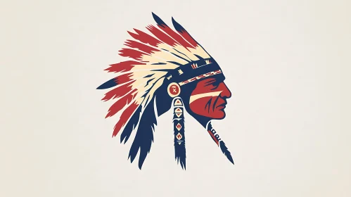 Stylized Native American Headdress Illustration