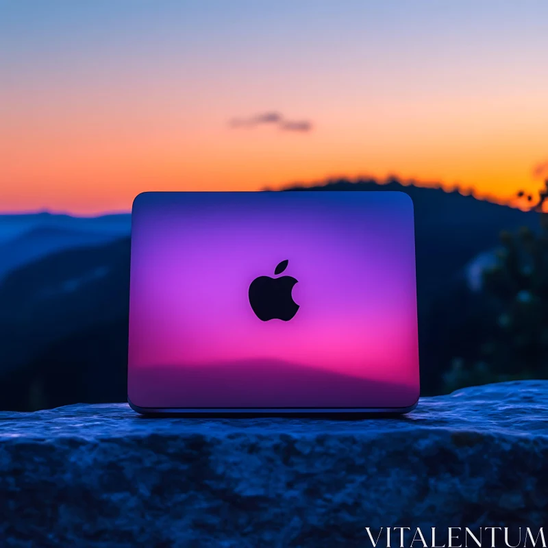 Laptop with Sunset Background