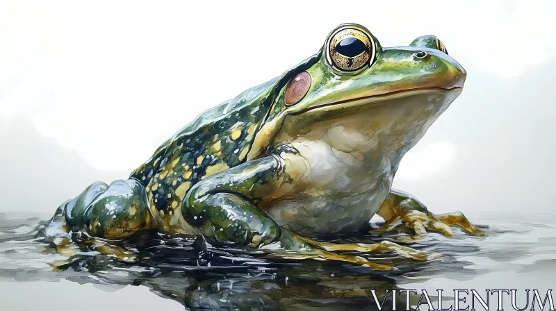 Colorful Frog with Reflected Water AI Image