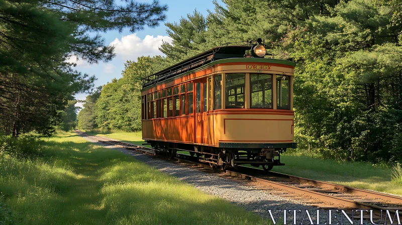 Vintage Train on a Railroad