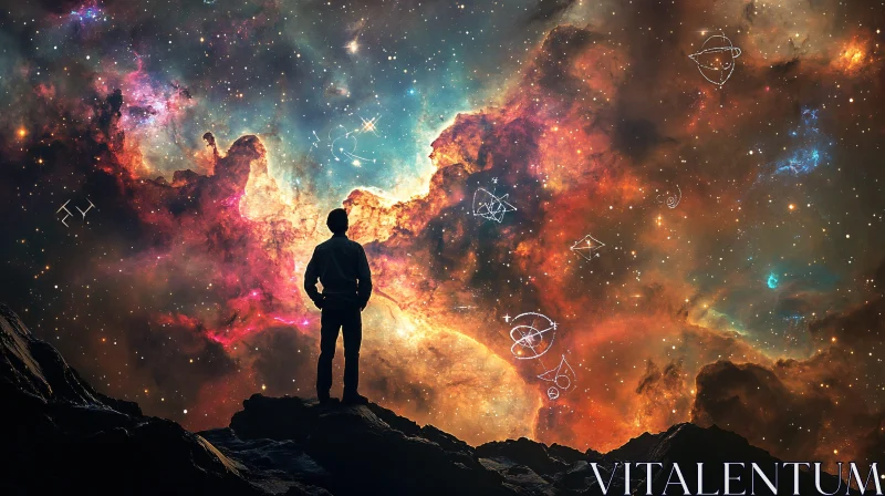 Celestial Contemplation: A Cosmic Journey AI Image