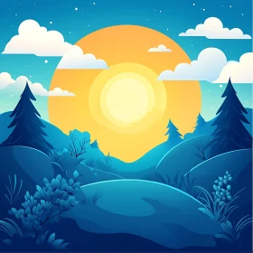 Serene Landscape with Sunlight and Trees