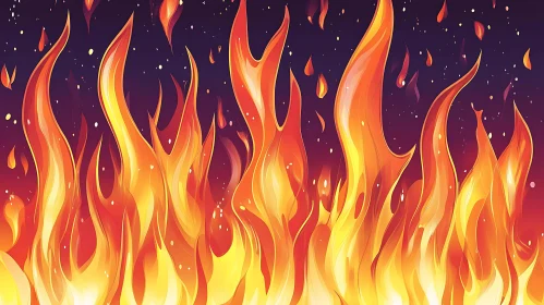 Vivid Fire Illustration with Blazing Flames