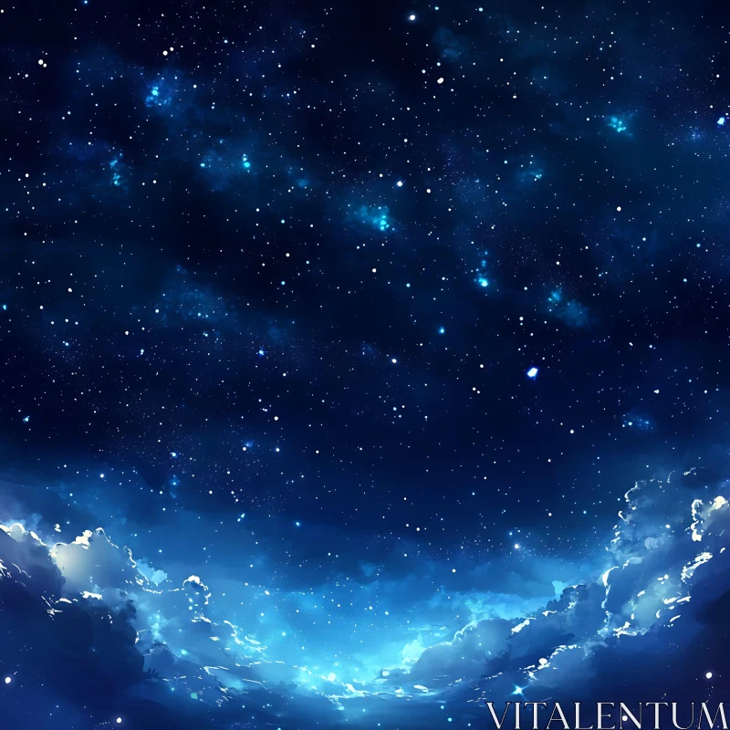 Celestial Starscape with Clouds