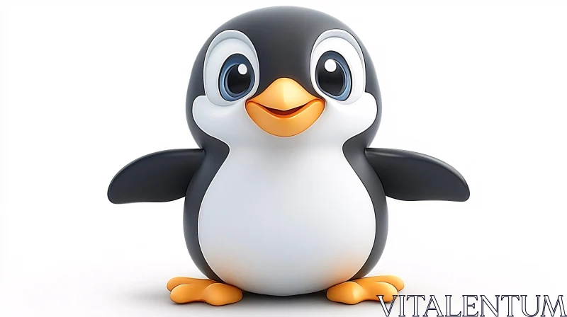 Cute Penguin Illustration on White