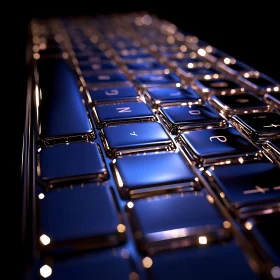 Modern Keyboard with Blue Illuminated Keys
