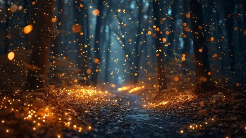 Mystical Firefly Forest Scene