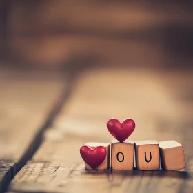 Love Message with Hearts and Blocks