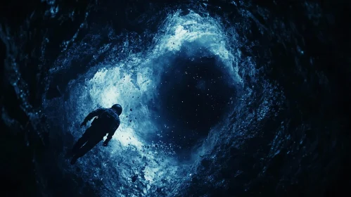 Falling into the Unknown: Astronaut in Cave