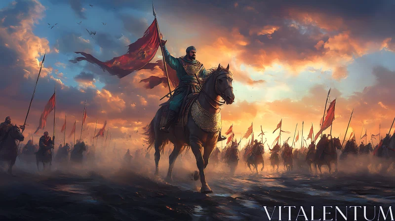 Army Leading Charge into Sunset