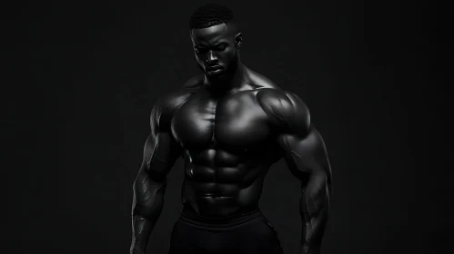 Black and White Muscular Man Portrait