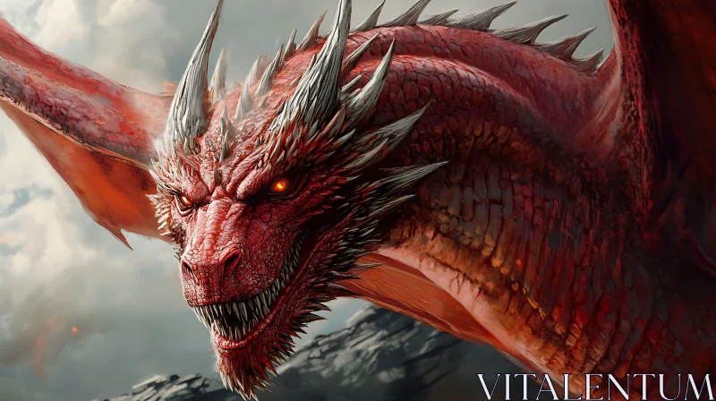 Crimson Dragon with Fiery Gaze
