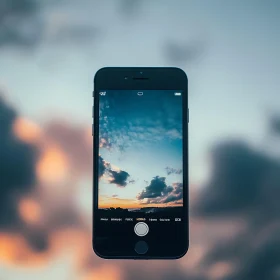 Skyline Sunset on Mobile Phone Screen