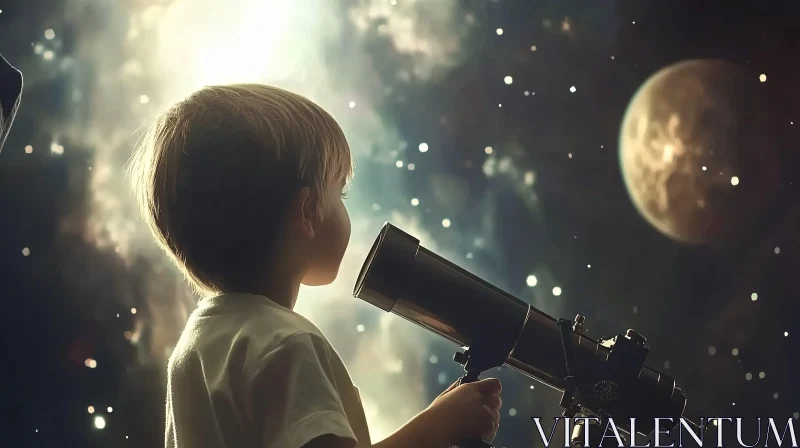 Young Astronomer's View of the Cosmos AI Image