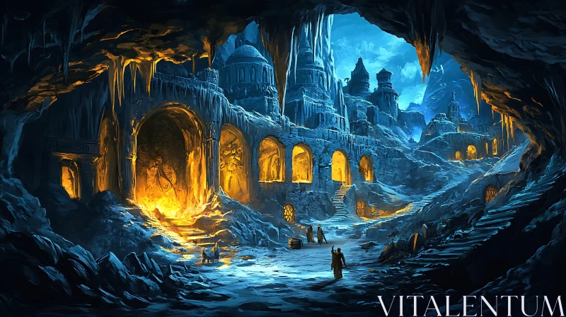 Frozen Cave City AI Image
