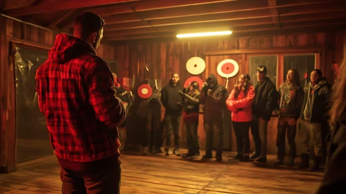 People in a wooden room