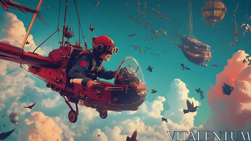 Airship Adventure in Steampunk Skies