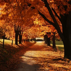 Autumnal Tree-Lined Path