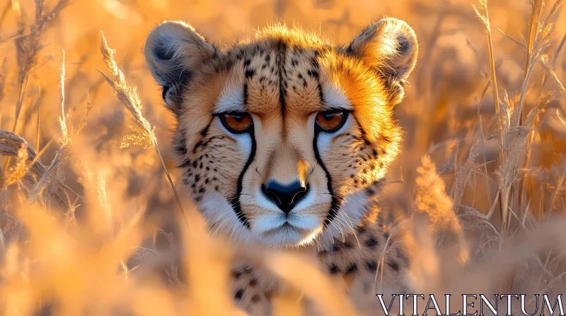 Cheetah Amidst Golden Grasses