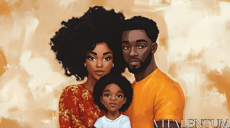 Charming Family Illustration with Warm Color Palette