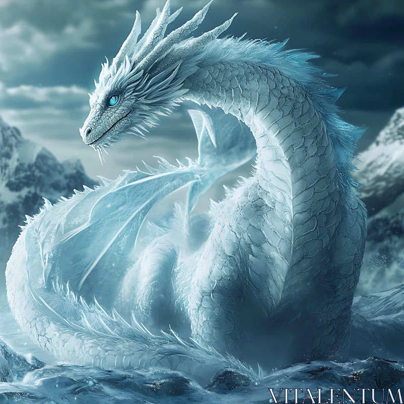 Frozen Dragon in Winter Landscape