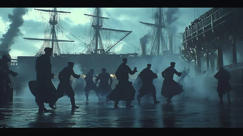 Sailors Silhouettes at the Harbor