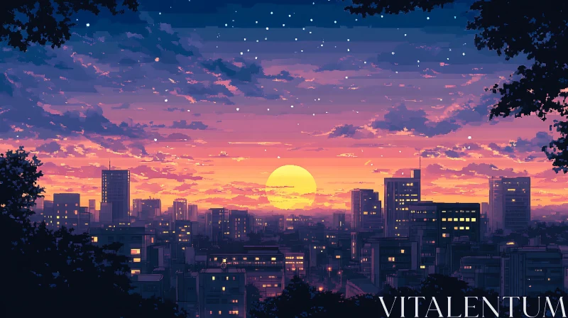 Urban Sunset Pixel Art